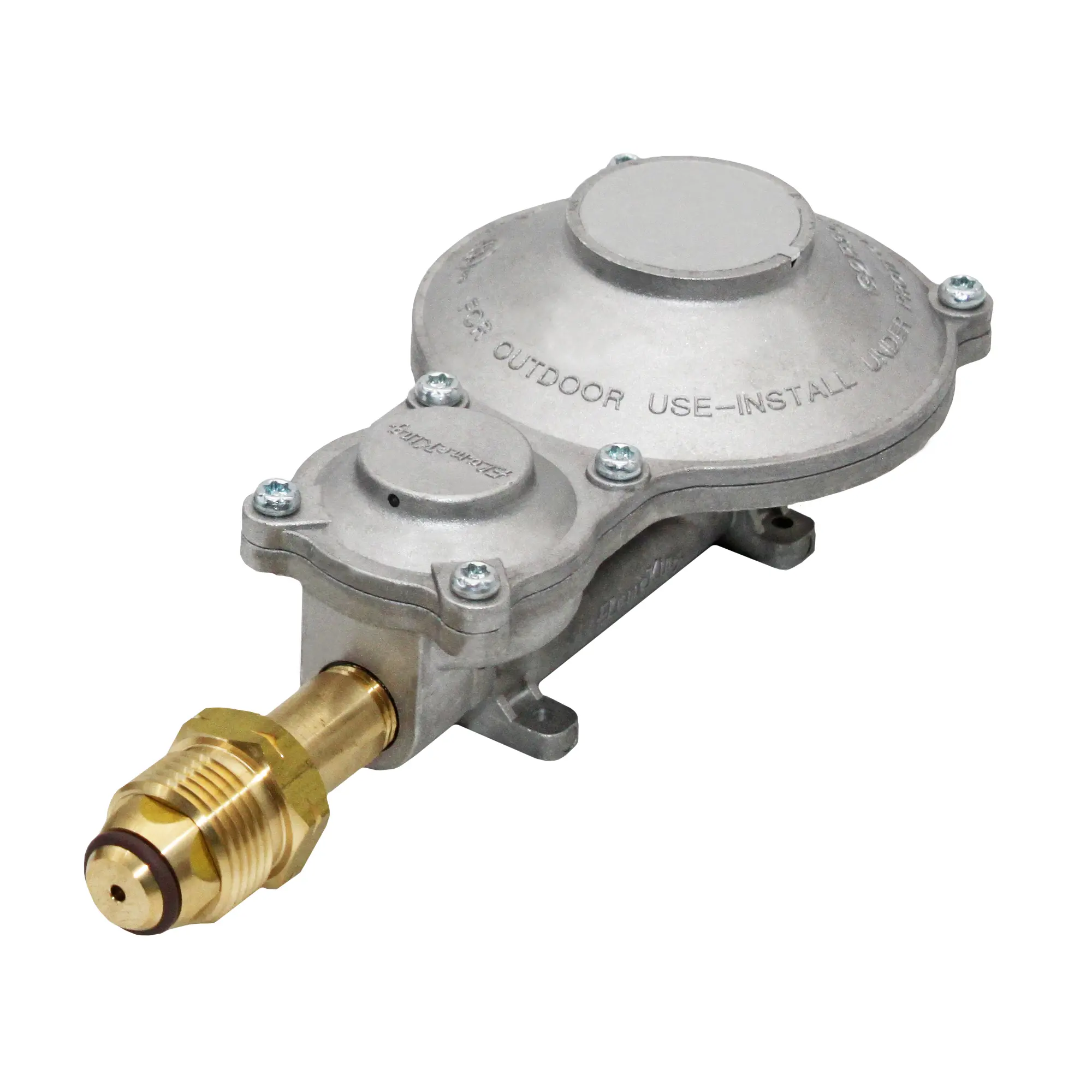 Flame King 300,000 BTU Horizontal Mounted 2-Stage Propane LP Regulator with POL for RVs, Vans, Trailers, Campers, 100LB Tanks, ASME Tanks, Generators