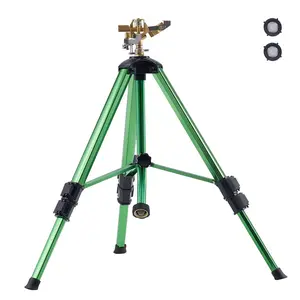 VEVOR Impact Sprinkler on Tripod Base,  Heavy Duty Tripod Sprinklers with Brass Head & 3/4" Connector, 360 Degree Large Area Coverage Irrigation Sprinkler, Adjustable Heights Sprinkler for Yard Green