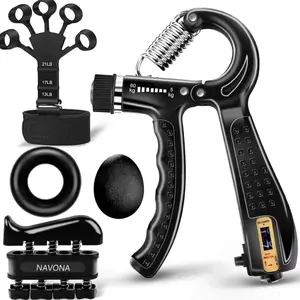 NAVONA Grip Trainer Kit Adjustable Hand Gripper Finger Hand Exercisers Stress Ball Forearm Ring for Muscle Build & Injury Recovery