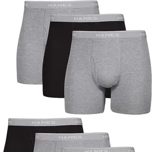 Hanes Men's Boxer Briefs, Soft and Breathable Cotton Underwear with ComfortFlex Waistband, Multipack