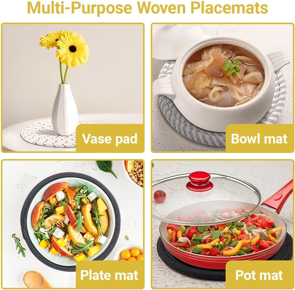 Trivets for Hot Dishes, Hot Pads for Kitchen, 7'' Trivets for Hot Pots and Pans, Pot Holders for Kitchen, Pot Holders Heat Resistant 4-Pcs, Kitchen Essentials for New Home Coasters Silicone Tableware