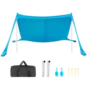 VEVOR Beach Tent Sun Shelter, UPF50+ Sun Protection, 6.6 ft Tall, 10x10 ft, Easy Pop Up Beach Canopy with 8 Sandbags, Stability Poles, Sand Shovels, Portable Shade for Family Outings, Camping, FishingVEVOR Super Brand Day