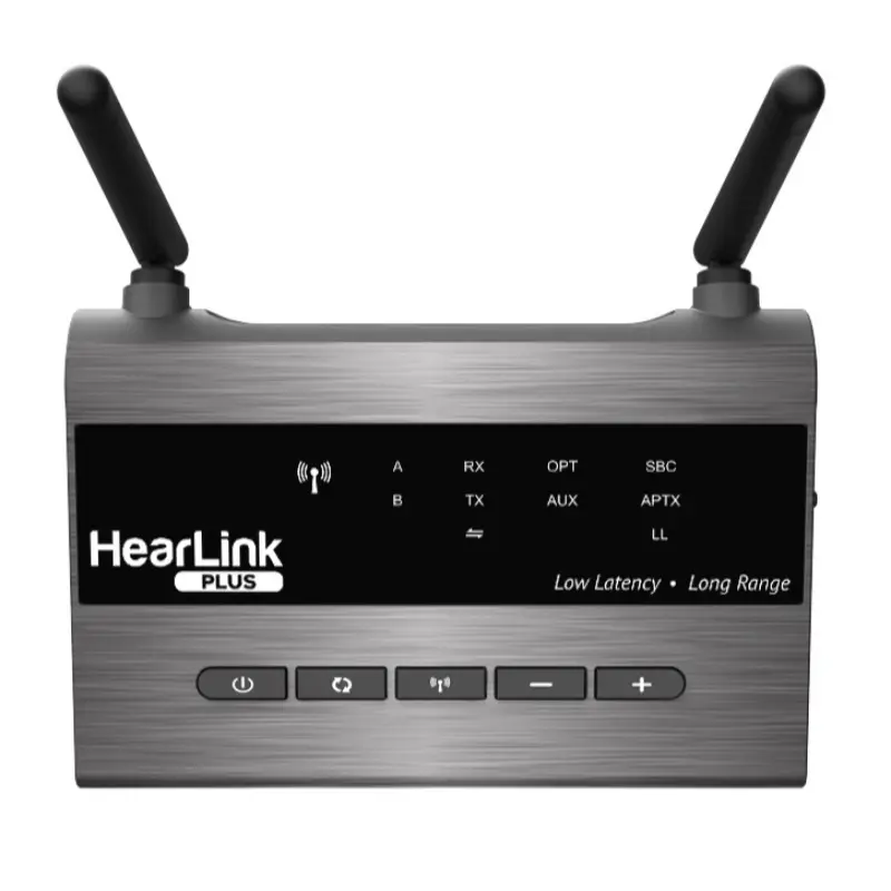 Alango HEARLINK-PLUS Digital Bluetooth Assistive Listening Device with Remote Sync Audio, Low Latency aptX Low Latency Audio, 200 ft Wireless TV Transmitter, Smartphone Compatibility, Bypass Mode, Included USB Cable, 0.5 Lbs