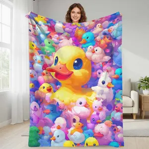 Adorable Ducklings Flannel Blanket， Cartoon Duck Print， UltraSoft Cozy， Lightweight， AntiPilling， Perfect for Bed Sofa Travel， Warm Gift for Family， Friends， Valentines Day， Anniversaries， and Thanksgiving.