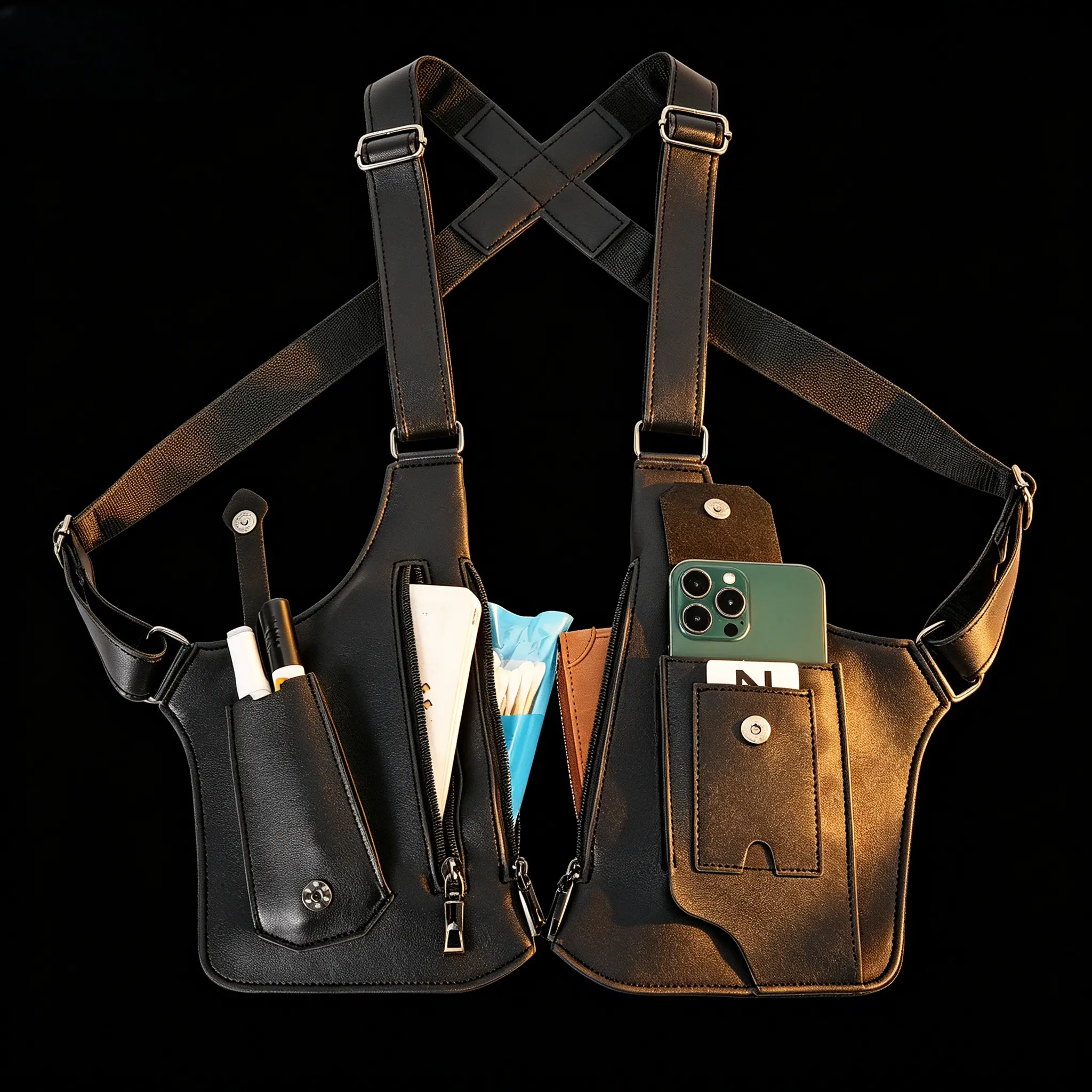 Premium Leather Armpit Shoulder Bag | Anti-Theft Hidden Adjustable Strap | Underarm Holster Wallet