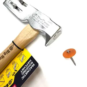 BigHorn 17oz Magnetic Roofing Hatchet with Wooden Handle for Efficient Nailing and Roofing Tasks