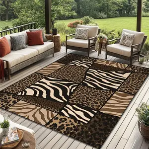Leopard Print Tiger Pattern Rug, European Style Soft Floor Mat, Living Room Bedroom Decor, Washable Large Contemporary Area Rug
