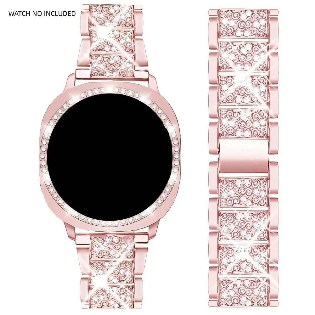 Compatible with Samsung Galaxy Watch 8/7/6 Bands 40mm/44mm, 20mm Bling Metal Bands with Bling Protective Cover Case for Women, Shiny Watch Replacement Strap for Daily Wear Wearable Accessories Watch Straps Smartwatch Accessories