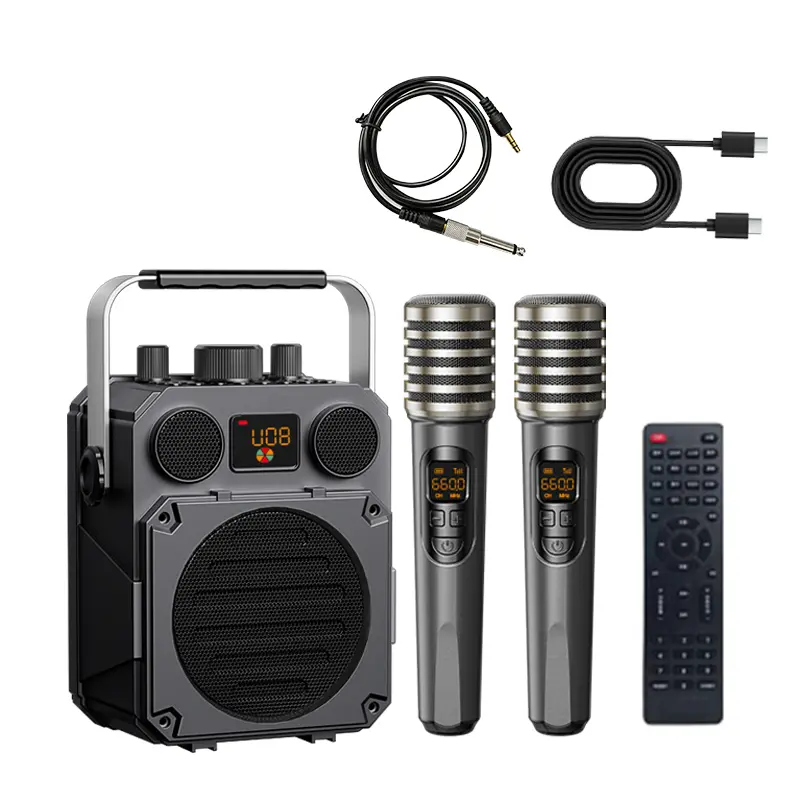 COHYAN K39 Portable Rechargeable PA Speaker System with Dual Wireless Microphones, 60W Bluetooth Karaoke Speaker, 5200mAh Loud Voice Amplifier with Remote Control, Bass & Treble Adjustment for Teaching, Parties, Tour Guides, Yoga, Speech & Outdoor summerw