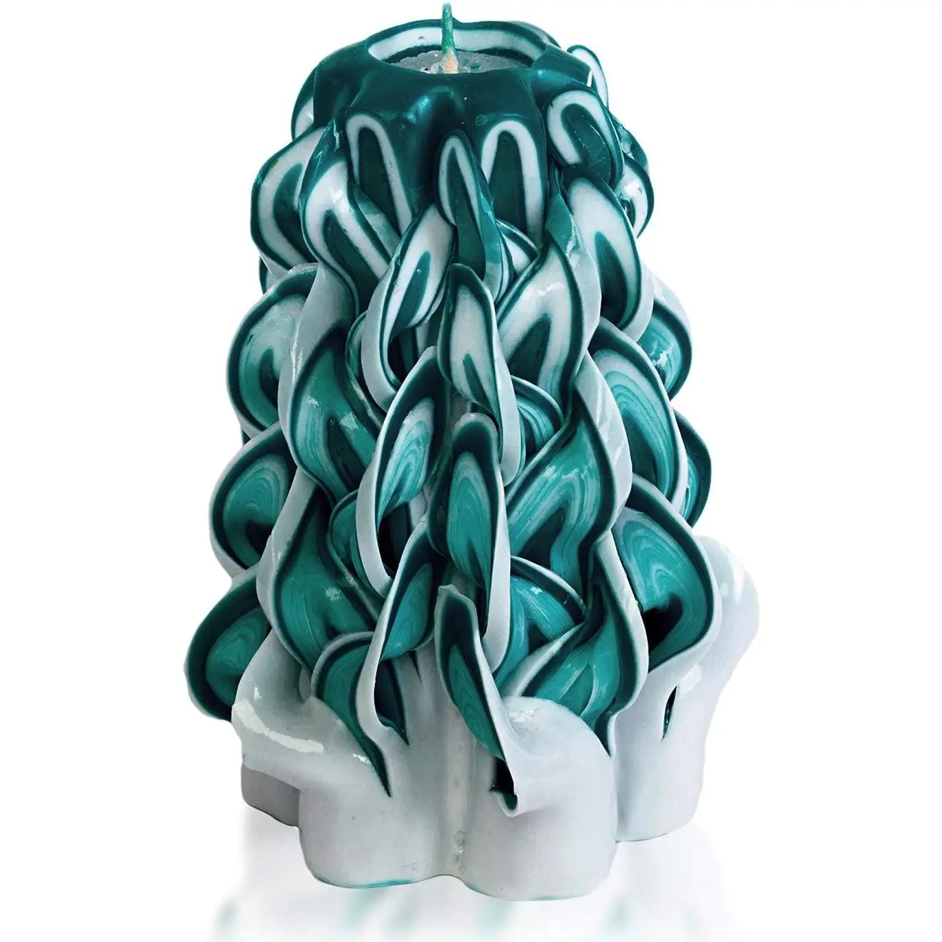 Carved Candles - Decorative Candles - Christmas Candles - Emerald White 5 Inches - Gift Carved Candles - Candles Christmas Tree - Hand Carved Decorative Candles - Hand Carved Candles - Decor Candles