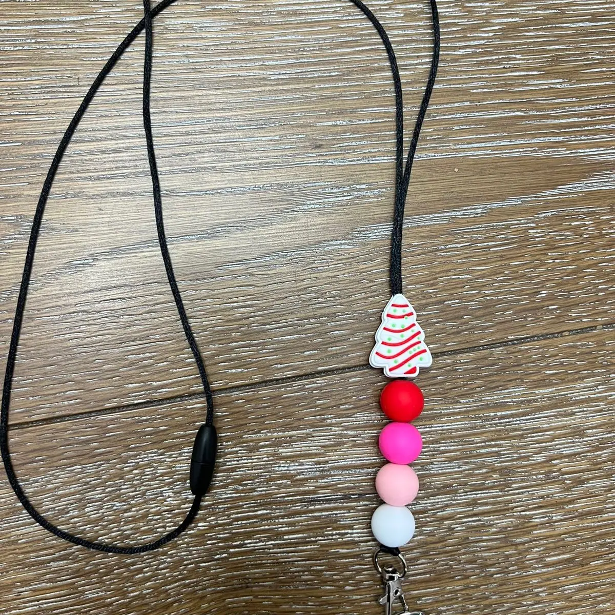 Pink Christmas Tree Lanyard