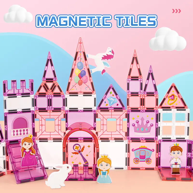 Princess Series Magnetic Tiles for Kids - Educational Building Block Sets for Boys & Girls Aged 3+ - Sensory & Preschool Learning Toys - House Building Kit，magnetictiles
