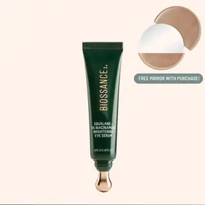 Biossance Squalane + 5% Niacinamide Eye Serum – Brightening & Depuffing Treatment for Dark Circles – Vitamin C & Caffeine Formula – Stainless Steel Rollerball for Soothing Massage – For All Skin Types