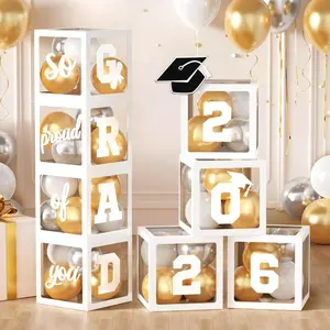 17pcs/set 2026 graduation season white transparent balloon box decoration, including mortarboard and letter cards, suitable for graduation parties, graduation ceremonies, and classroom backdrop arrangements, Graduation Gift, Party Favor