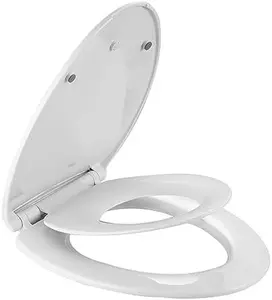 Hibbent Elongated Toilet Seat with Toddler Seat Built In, Slow Close for Both Child & Adult Seats, Potty Training Seat, No Wiggle and Easy to Install, Detachable Toddler Seat for Longterm Usage, White