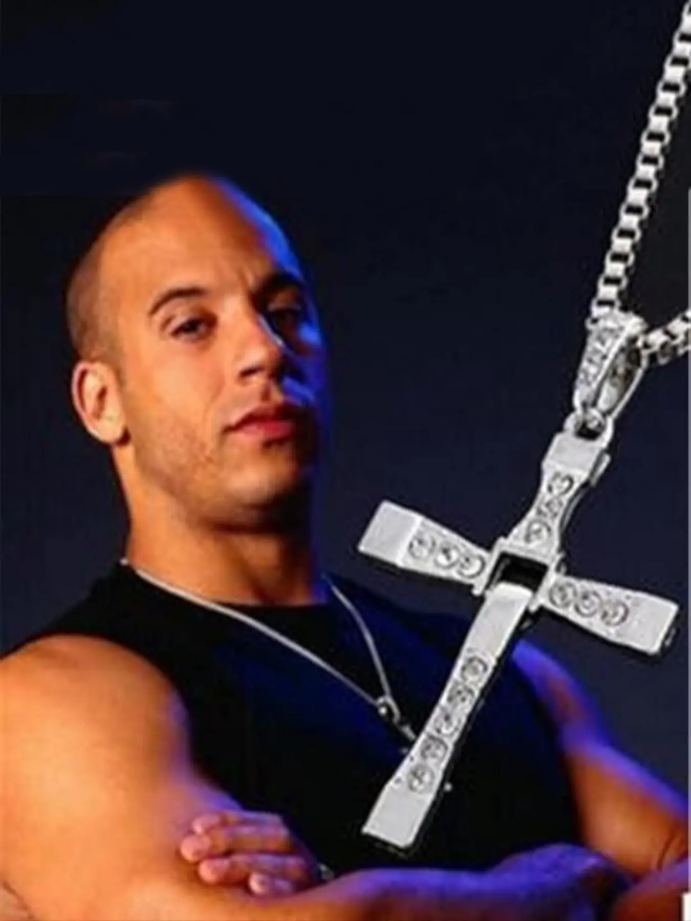 Dominic Toretto Cross Pendant Necklace with Rhinestone Crystal Chain, Men's Jewelry, inspired by Fast and Furious, Jesus Cross Pendant Necklace, Gift Jewelry, Cross necklaces, a gift for father, husband, son, Valentine's Day gift