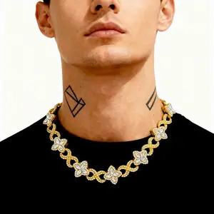 Four-leaf clover Cuban chain necklace, trendy, cool, stylish, high-end, unisex necklace