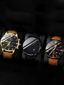 3-piece watch set, men's exquisite versatile watch, modern fashionable wristwatch, fashionable quartz watch, simple temperament watch set, High End Watch