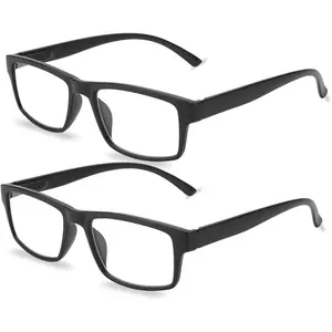 2 Pack Reading Glasses, Classic Black Frames Blue Light Blocking Readers,Filter UV Ray/Glare Computer Reading Glasses, Lightweight Spring Hinges Eyeglasses for Women Men(2-pack Black,1.25)
