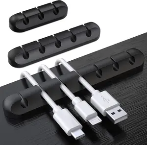 Cable Holder Clips, 3-Pack Cable Management Cord Organizer Clips Silicone Self Adhesive for Desktop USB Charging Cable Nightstand Power Cord Mouse Cable Wire PC Office Home
