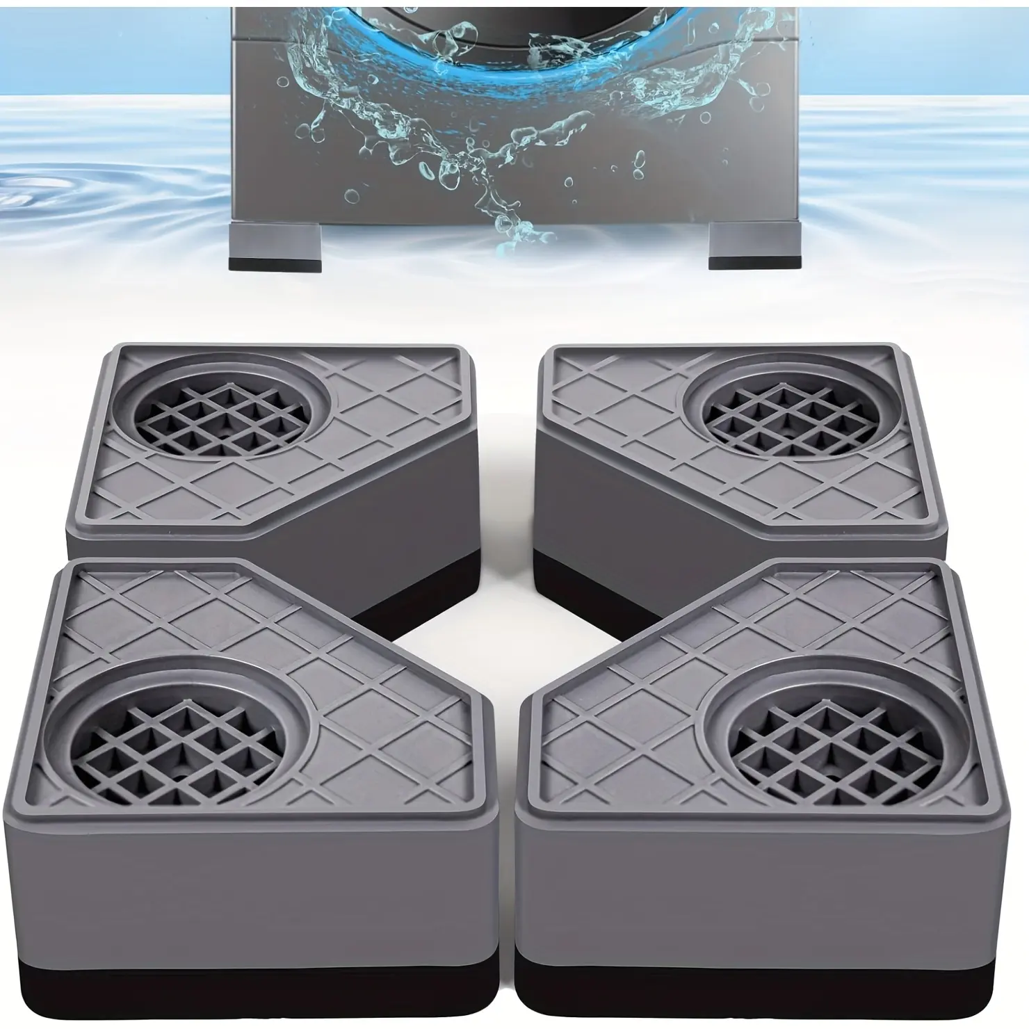 New 4 Pack Washer Anti-Vibration Pads, Non-Slip Noise Reduction Shock Absorbing Support Pads for Dryer and Refrigerator, Anti-Movement Stabilizer Feet, Home Appliance Floor Protector, Vibration Dampening Mat