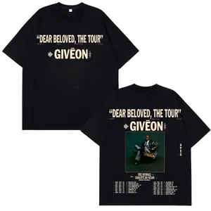 Giveon Tour T-shirt Vintage  Streetwear Shirt  R&B Oversized Top Unisex Crew Neck Short Sleeves Airlume Combed Cotton Blend Black T-Shirt for Men with Graphic Design