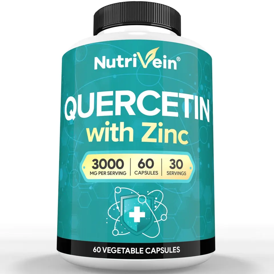 Nutrivein Zinc Quercetin Combined Supplement, 800mg Quercetin + Zinc, 60 Capsules, 30 Day Supply
