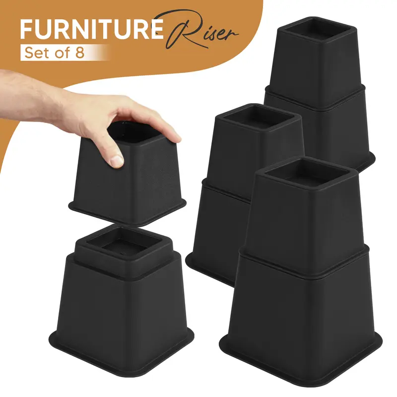 Utopia Bedding Adjustable Underbed Risers - Durable Bedding Accessories, Apartment Accessories, 4-Piece Easy-Install Set, 3/5/8 in Heights, Heavy-Duty for Couches/Desk, 1300 lbs Support, Desk Lift & Clutter-Free Space Solution