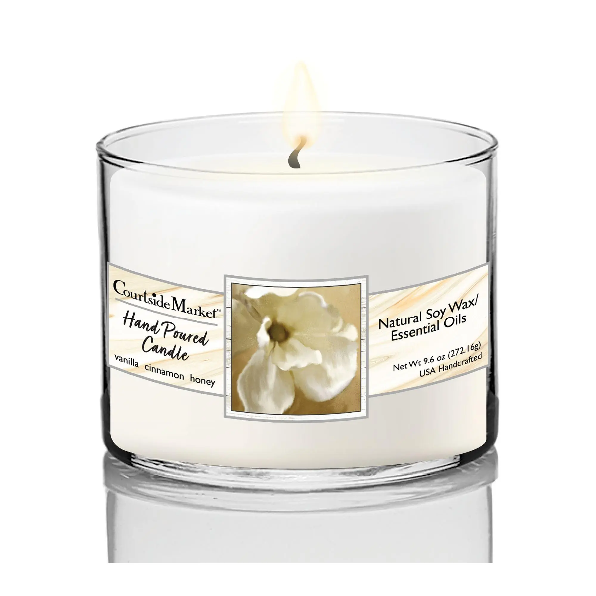 Courtside Market Magnolia Bloom Circular CandleGlass 9.6 oz.