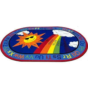 Oval Classroom Rug: 'Sky's The Limit' by KidCarpet.com, Size 7'6" x 12