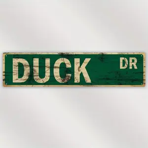 Vintage Duck Design Metal Sign, Rustic Farmhouse Design, Waterproof & Dustproof Door Sign, Garden Decoration Supplies for Home Bar Garage