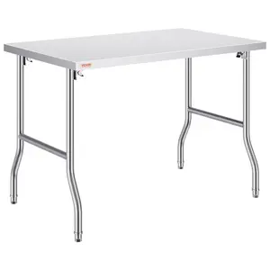 VEVOR Folding Commercial Prep Table,  48 x 30 Inch Commercial Worktable Workstation, Heavy-duty Stainless Steel Folding Table with 300 lbs Load, Kitchen Work Table, for Home Kitchen Restaurant Garage