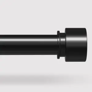 Long Curtain Rods For Windows, 72 to 144 Inch(6-12 Feet), Black Heavy Duty 1'' Diameter Adjustable Window Drapery Rod 66 120, Modern End Cap Style Design, Size 36''-144''