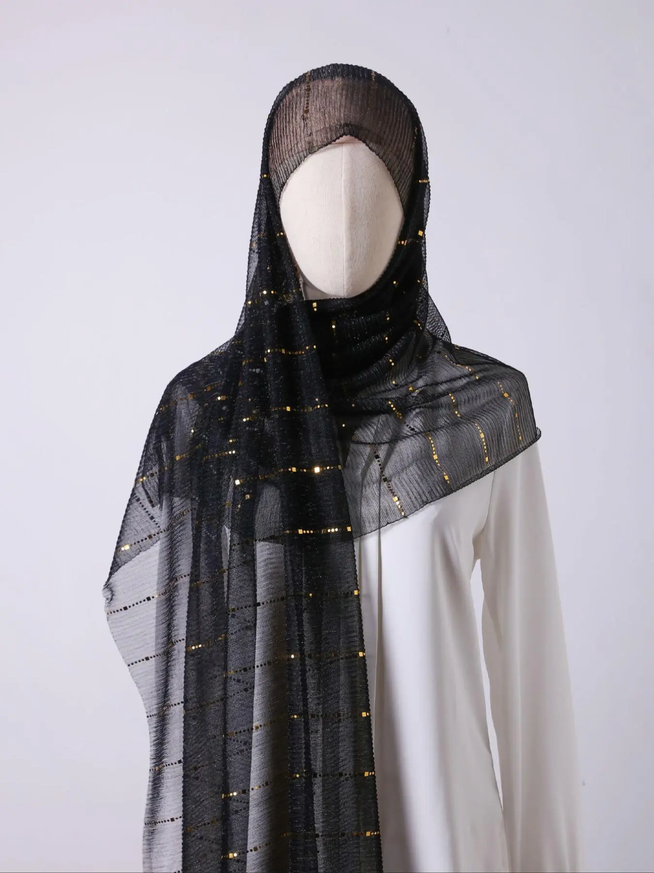 Women's Elegant Striped Pattern Khimar, New Style Soft Comfortable Scarf, Fashionable Hair Accessories for Daily Wear, Hijabs