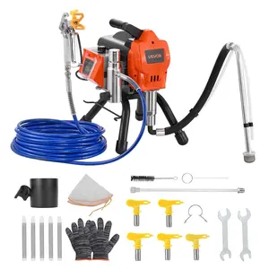 VEVOR Stand Airless Paint Sprayer, 1500W 3300PSI High-Pressure Electric Machine with Paint Sprayer Accessories (Cleaning Brush, Hose, Pole Handle, Nozzles), Voice Diagnosis for Large Jobs, Apartments