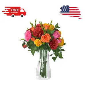 8 inch Clear Glass Flower Vases for Flower Bouquet Decoration Home