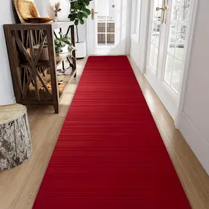 Modern Simple Pure Hallway Rug, Vertical Stripe Pattern, High-Quality Flannel Runner, Non-Slip Design, Minimalist Rug