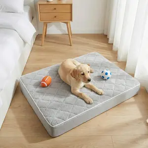 XXL Orthopedic Dog Beds Large Sized Dog Summer Waterproof Rapid Cooling Mattress Extra Large Dog Crate Mat with Removable Washable Cover Multi-Needle Quilting Dogs Crate Bed