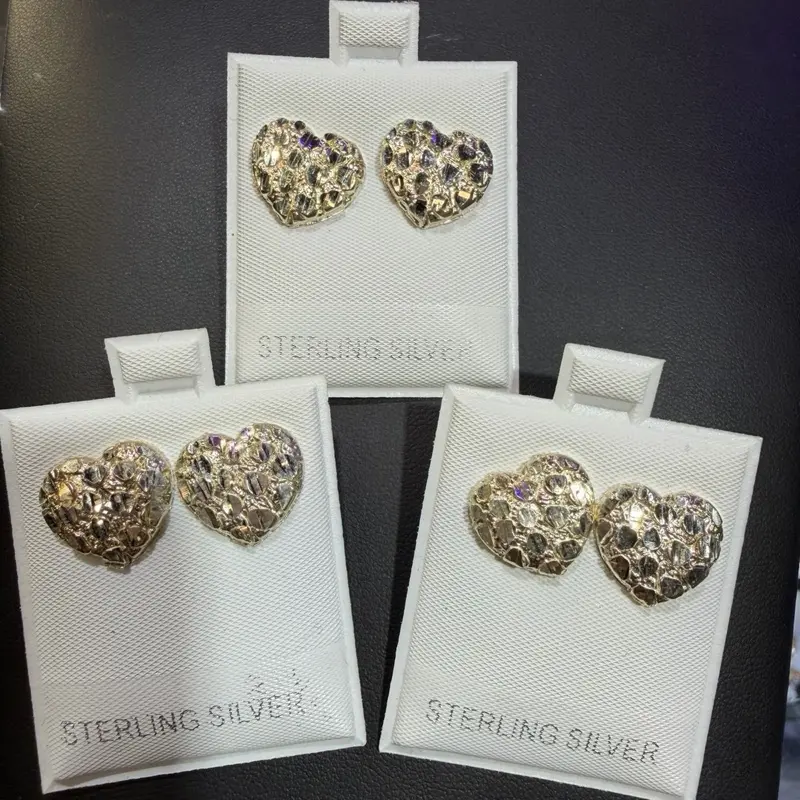Nugget Heart 925 Silver Stud Earrings