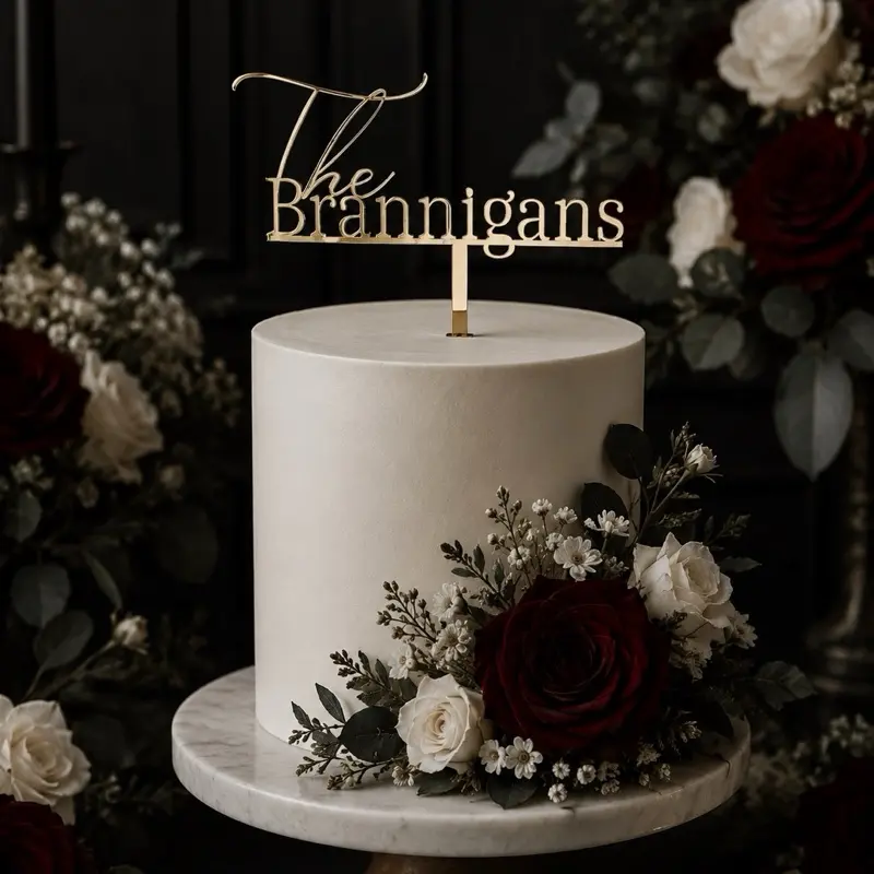 Custom Last Name Wedding Cake Topper, Personalized Acrylic Wedding Cake Topper, Bridal Shower Cake Decor