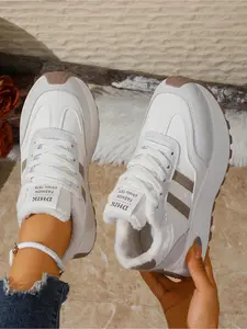 Women's autumn and winter fashion thickened casual shoes; thick-soled high-water platform waterproof shoes; outdoor street style warm flat shoes; light,, soft-soled, anti-skid, wear-resistant, commuting thickened sports shoes; Wedge Trainers