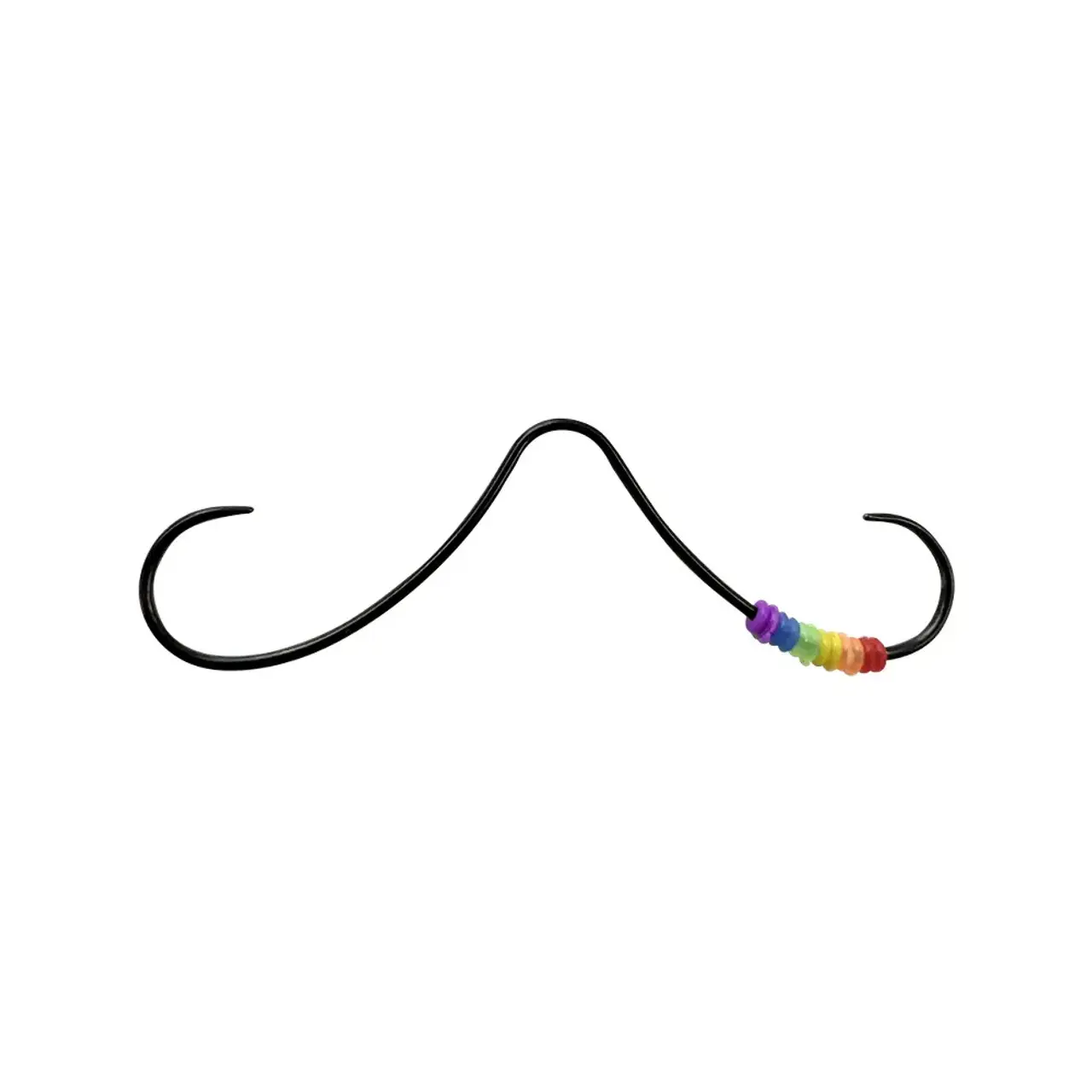 16G Surgical Steel Black Mustache Nose Rings Hoops Rainbow O Rings Rollie Fingers Septum Bar Piercing Jewelry 2 3/4" (70mm)