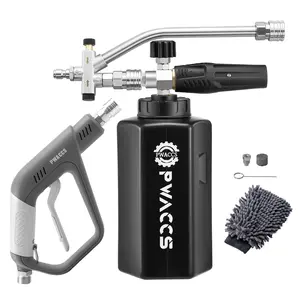 PWACCS Foam Cannon Dual Connector, Pressure Washer Car Wash Foam Gun, Short Power Washer Gun Kit with Dual-Connector Accessory, 1/4" Quick Connector, 1.5 Liter, 4000 PSI fathersdaygift