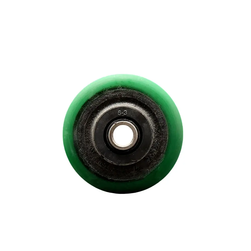 Service Caster SCC-PUR3420-GB 3.25x2 in. Non-Marring Green Polyurethane Wheel - Black Semi-Steel Cast Iron, Roller Bearing, 0.5 in Bore, Green-Coated Metal, 600lb Capacity, Stable Roll for Carts, Material Handling, Shop Projects (Concrete/Tile Surfaces)