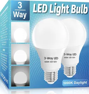 3 Way LED Light Bulbs, 3 Way Light Bulbs 30 70 100 Daylight White 5000K,E26 Medium Base A19 Three Way Light Bulb, Indoor 3way Bulb for Reading