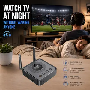 M23 PRO 2-in-1 Bluetooth 5.3 Transmitter Receiver with OLED Screen - Visual Pairing Audio Adapter for TV, Home Stereo, Dual Headphones, Low Latency Private Movie Night