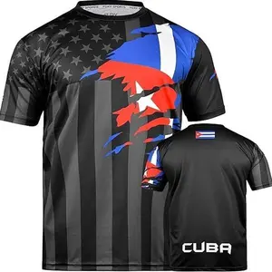 USA & Cuba Flag Mix Soccer Jersey, Cuba Soccer Jerseys, Jersey De Cuba For Men Women Youth and Kids