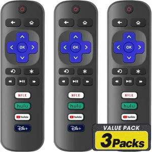 3 Pack Replacement Remote Control Only for Roku TV, Compatible for TCL Roku/Hisense Roku/Sharp/Philips/Onn Roku (Not for Roku Stick and Box)-USA