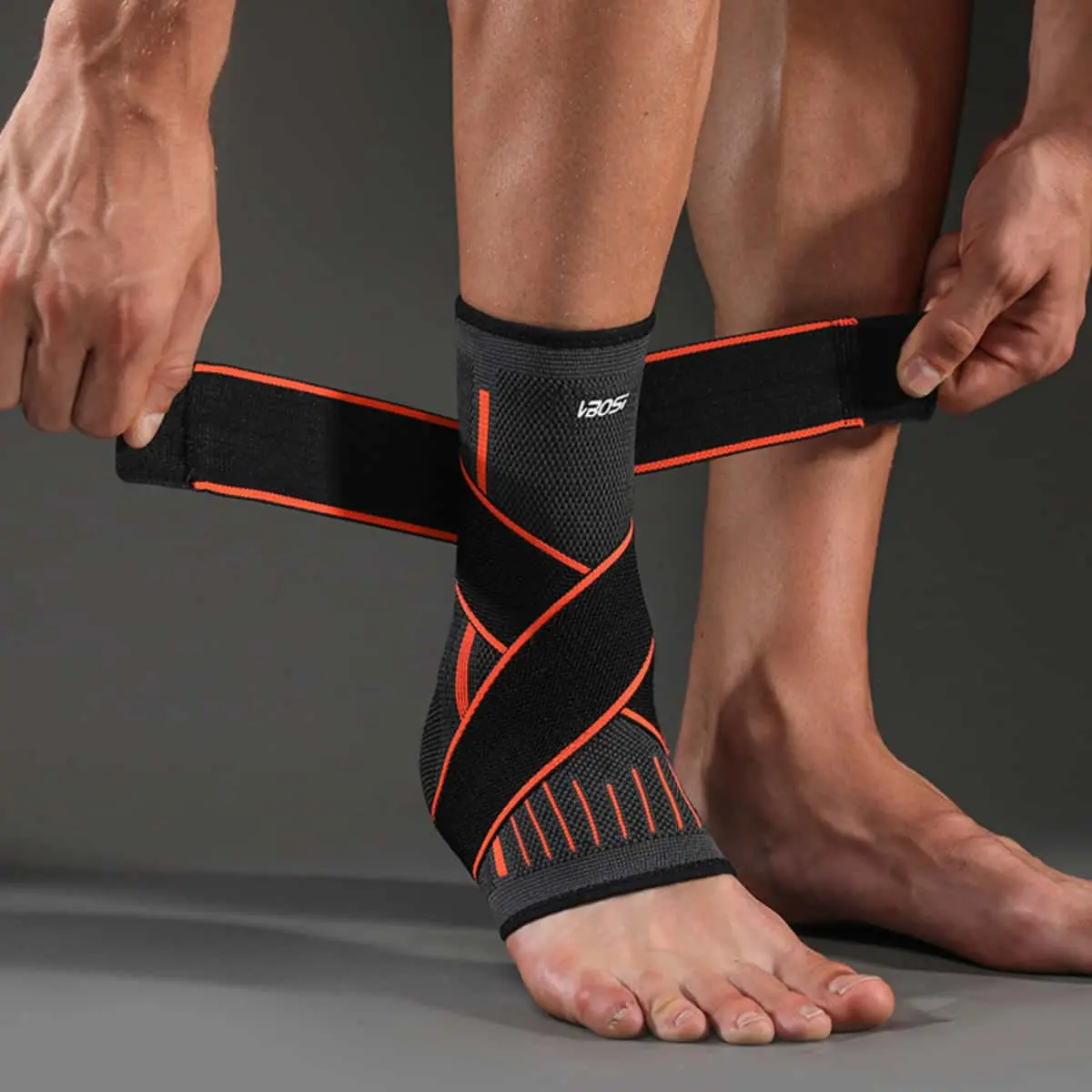 VBOSI Ankle Brace with Cross Straps - Breathable Knit Compression Support for Men Women, Ideal for Running, Basketball & Intense Workouts