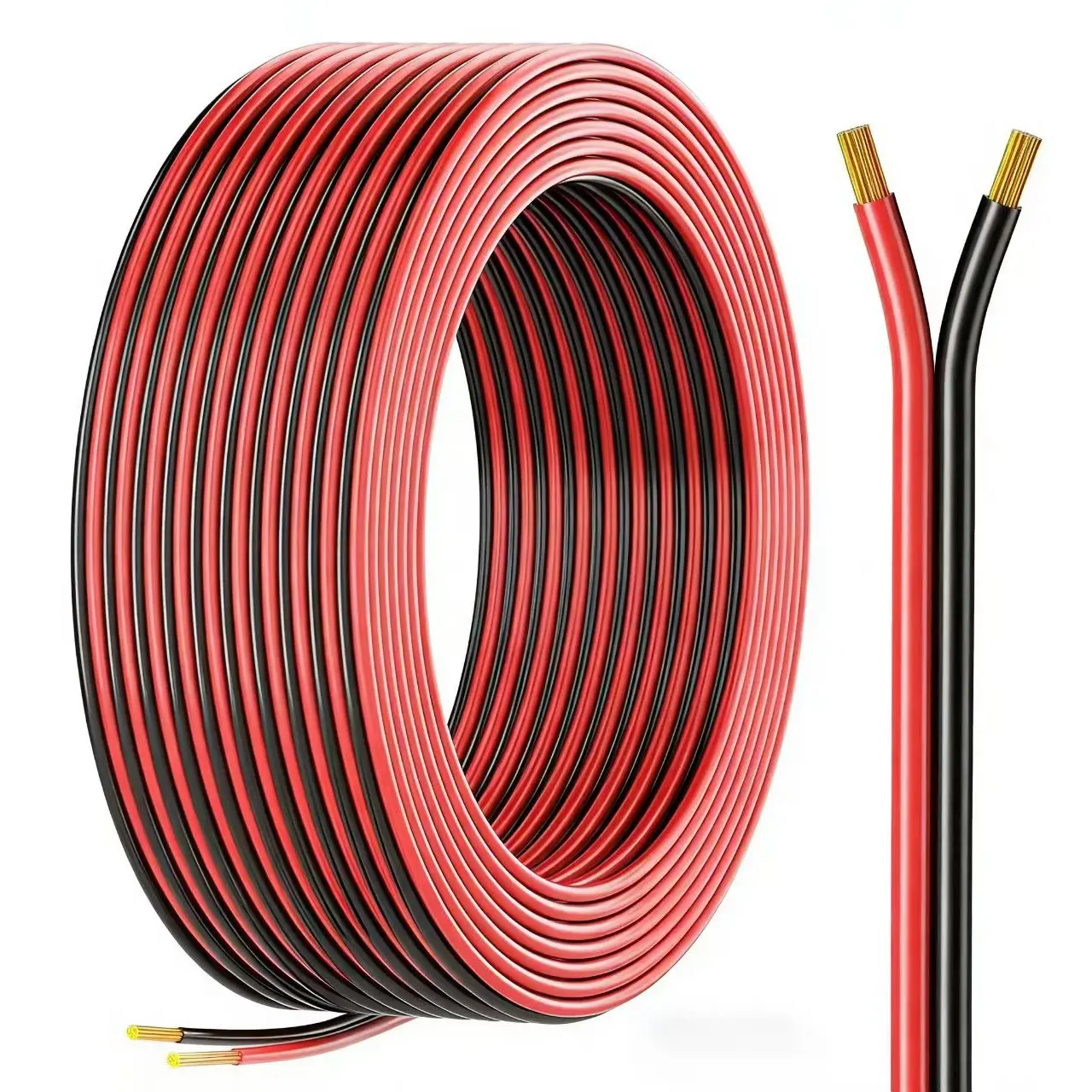 1 Roll 10/12/14 Gauge 2 Conductors Electrical Wire, Power Wires, Red Black Cable, Flexible Low Voltage PVC Copper Clad Aluminum Extension Cord for DIY Projects, Home decoration/wiring, LED Strips, Car speakers, Home Appliances